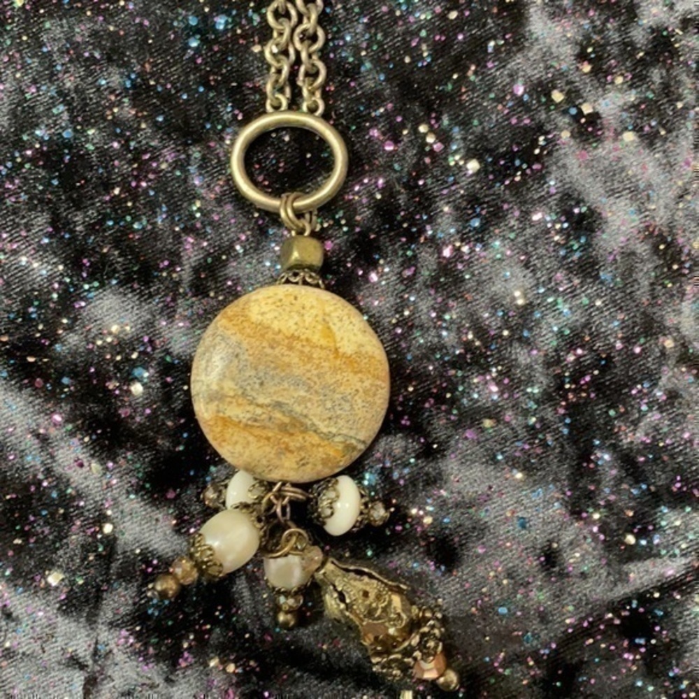 Stone Cross Toggle Necklace - Picture 4 of 7